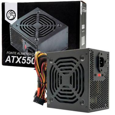 Imagem de Fonte ATX Brazil PC 550W, Bivolt, Com Cabo de Energia, Cooler 120mm, S