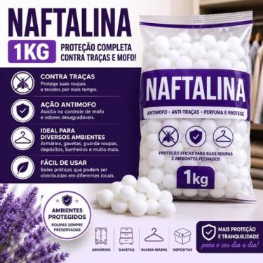 Imagem de Naftalina 1kg Bolas Antimofo Repelente de Traças Mofo Gavetas Armários