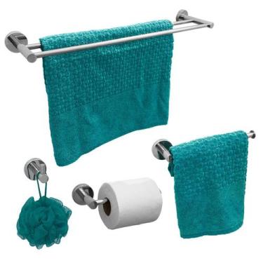 Imagem de Kit De Acessórios Para Banheiro 4 Peças Inox 304 Cromado Toalheiro De 