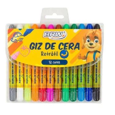 Imagem de Giz De Cera Retrátil Com 12 Cores Vibrantes Aquarelável - brw - Giz de