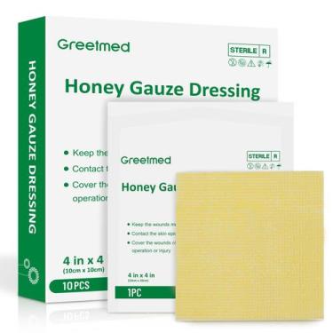 Imagem de Curativo para Feridas Greetmed 10 cm  10 cm com Mel de Manuka - Pacote