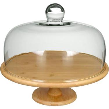 Imagem de Prato para Bolo Home&Co 30x33x33cm Bambu Mesa Posta Jantar e Ceia