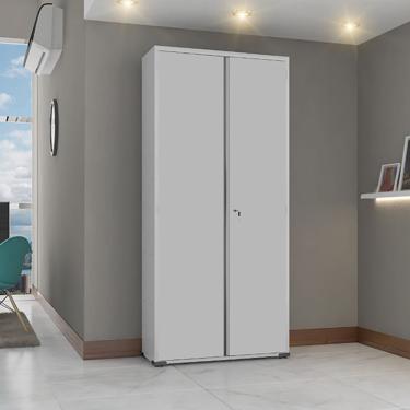 Imagem de Armário de Aço para Escritório Ea301 com Fechadura 2 Portas 4 Prateleiras Aço 90CM Cinza Elite Aço