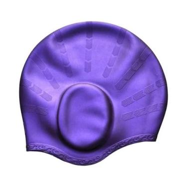 Imagem de Touca De Natação Unissex Impermeável De Silicone Para Cabelos Longos C