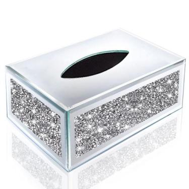 Imagem de Capa Espelhada para Caixa de Lenços Wocred 25x14x10cm Prata com Diaman