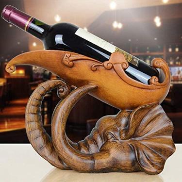 Imagem de Pkfinrd Ornamentos de resina simulação animal elefante uva vinho rack artesanato armário de vinho decoração casa criativa (cor: marrom)