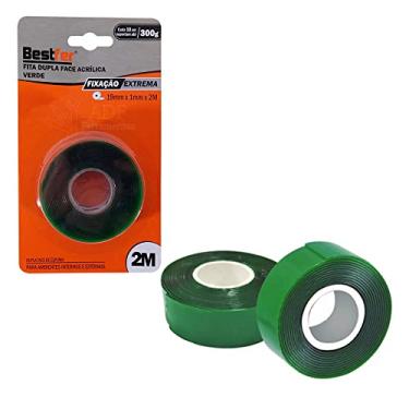 Imagem de Fita Espuma Dupla Face Verde Acrilico 19 mm x 2 Metros Cada 10 Cm Suporta até 300 Gramas, Bestfer BFH1808-135035