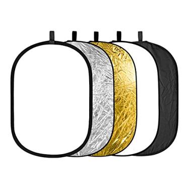 Imagem de Rebatedor fotográfico 5 em 1 Oval/Retangular 100x150 Prata Preto Branco Dourado e difusor com bolsa
