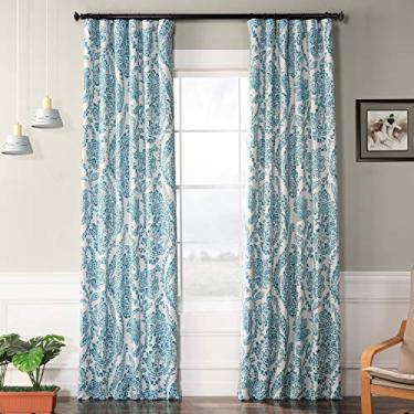 Imagem de HPD Half Price Drapes Cortinas de escurecimento de ambiente impressas para quarto, sala de estar 50 x 120 (1 painel), BOCH-KC16072E-120, Tea Time Teal