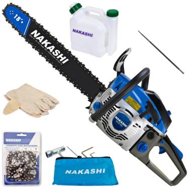 Imagem de Motosserra Nakashi À Combustão NCS-500 2 Tempos 49,3cc Com Sabre de 18 Polegadas, Sistema Antivibratório e Acompanha Dosador de Combustível