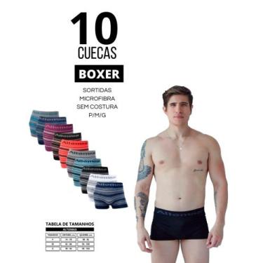 Imagem de Kit Com 10 Cuecas Boxer Poliéster Elastano Altomax Sortidas