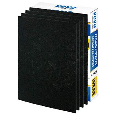 Imagem de VEVA Pré-filtros ativados por carbono premium HPA300, pacote com 4, compatível com purificador de ar HW. Ajuste preciso para fácil instalação de filtros avançados