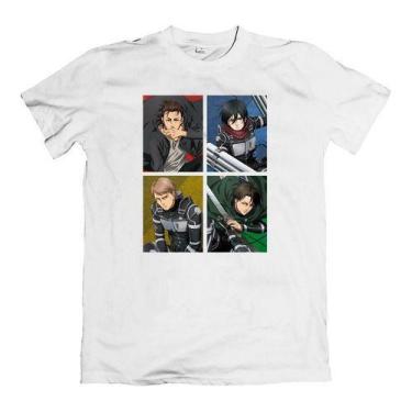 Imagem de Camiseta Attack On Titan - Eren, Mikasa, Jean And Levi - Hippo Pre