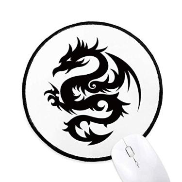 Imagem de Tapete de rato Dragon Animal Art Grain Outline Desktop Office Tapete redondo para computador