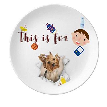 Imagem de Animal Paper Break Shocks Chihuahua prato de porcelana jantar redondo menino homem