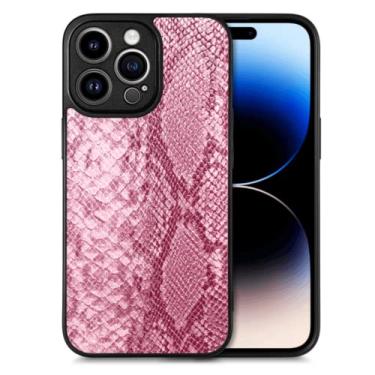 Imagem de OIOMAGPIE Capa de telefone de couro PU padrão criativo Python para Samsung Galaxy S10 S9 S8 Plus Pro E capa traseira. Proteção de lente leve à prova de choque (rosa, S10 Plus)