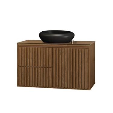 Imagem de Conjunto Banheiro 02 Gavetas 80cm Ripado Gabinete+Cuba Louça