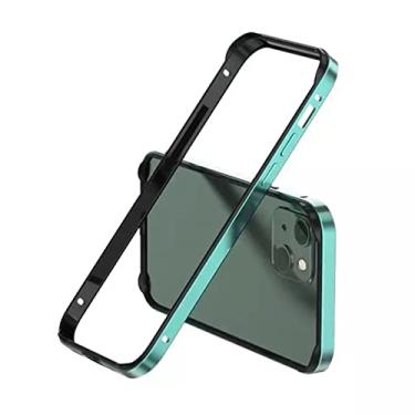 Imagem de TOGEI Capa para telefone iPhone 14 Pro max com moldura de metal dourada fina de alumínio TPU resistente a arranhões compatível com iPhone 11 13 12 Pro Max Mini XS XR 7 8 Plus SE2 capa (iPhone13 Pro Max, verde)
