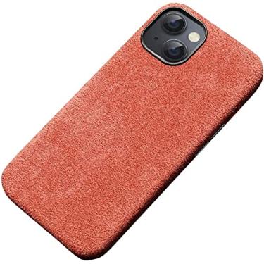 Imagem de TTUCFA Capa para Apple iPhone 13 (2021) 6,1 polegadas, capa traseira para telefone interna e externa feita de material Alcantara [proteção de tela e câmera] (cor: rosa)