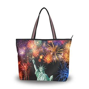 Imagem de Bolsa de ombro My Daily Women Statue Of Liberty Fireworks Independence Day, Multi, Large