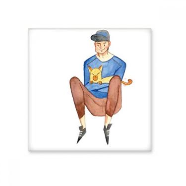 Imagem de Miaoji Pintura Aquarela Gato Meninos Cerâmica Azulejo Brilhante Decalque Pedra Adorna Tijolo Vitrificado