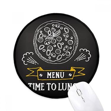 Imagem de Mouse pads redondos antiderrapantes Time to Lunch Pizza Foods com bordas costuradas para jogos, presente de escritório