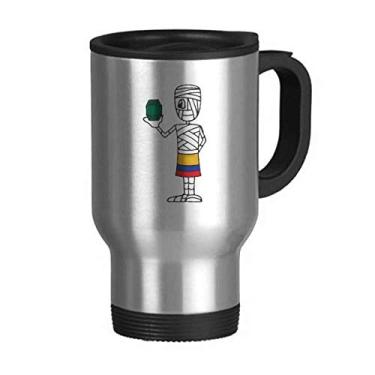 Imagem de Caneca de viagem Mummy Football de mão única com tampa flip em aço inoxidável copo de carro copo térmico