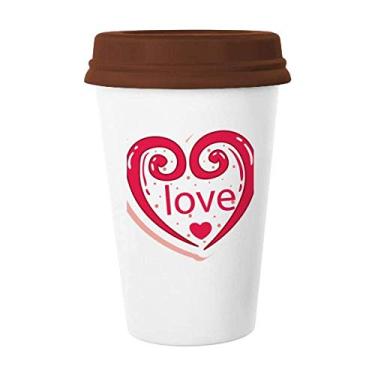 Imagem de Caneca de cerâmica para o Dia dos Namorados Coração Rosa Fofa Caneca de Café Copo de Cerâmica