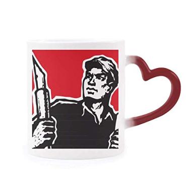Imagem de Caneta livro chapéu patriótico vermelho sensível ao calor caneca vermelha muda de cor