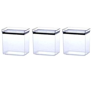 Imagem de 3 Potes Herméticos Retangular Empilháveis 1300ml para armazenamento de alimentos
