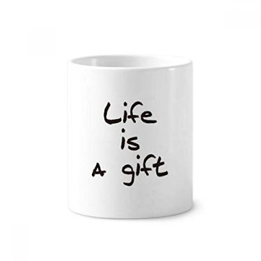 Imagem de Life is a Gift, citações inspiradoras, suporte para caneta, caneca de cerâmica, suporte para lápis