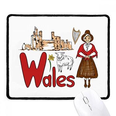 Imagem de Wales National Symbol Landmark Pattern Mousepad Borda costurada Tapete de borracha para jogos