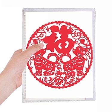 Imagem de Caderno de corte de papel para cachorro de ano novo chinês, diário de folhas soltas recarregável
