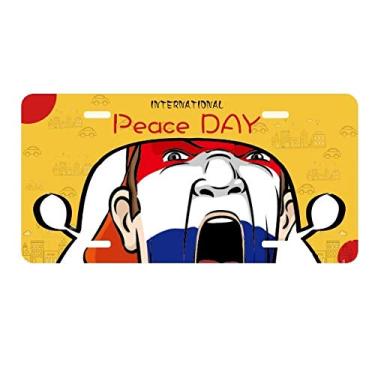 Imagem de DIYthinker Bandeira dos Países Baixos Maquiagem Cabeça Gritando Placa Placa de Carro Decoração Dia da Paz