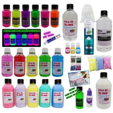Imagem de Kit Completo Para Fazer Slime Colas Coloridas E Neon - Ine Slime