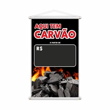 Imagem de Banner Aqui Tem Carvão Preço Fundo Preto Lona Grande