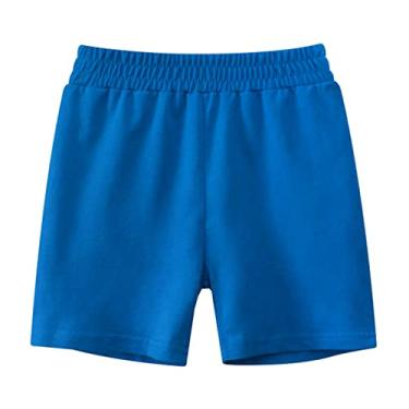 Imagem de Shorts de verão para meninos de cor sólida casual moda para roupas infantis shorts para meninos (azul, 1-2 anos)