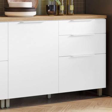 Imagem de Balcão 1 Porta 3 Gavetas 120cm 100% MDF Marquesa Branco/Marrom