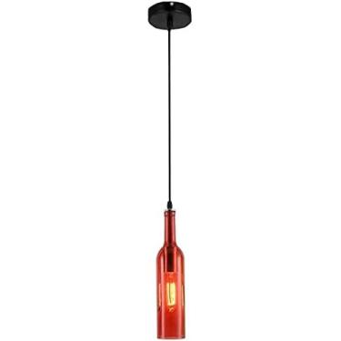 Imagem de Lâmpada Pingente De Garrafa De Vidro LED, Luminária Suspensa De Vento Industrial Vintage Luminária Pendente Com Abajur De Garrafa De Vinho De Vidro Colorido Retrô Luz De Jantar Lustre Ajustável Em