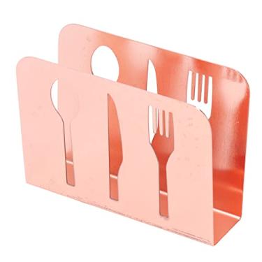 Imagem de Porta-guardanapos, design curvo elegante, fácil de limpar, antiderrapante, suporte vertical para cafés e restaurantes (ouro rosa)