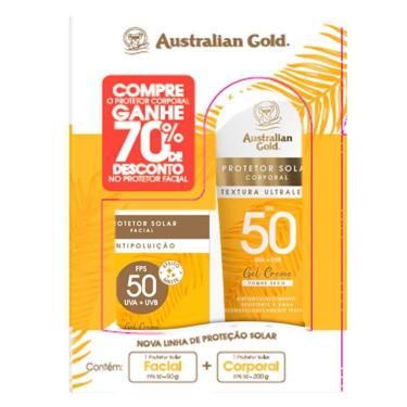 Imagem de Australian Gold Kit – Protetor Solar Corporal FPS50 200g + Protetor Solar Facial FPS50 50g Kit-Unissex