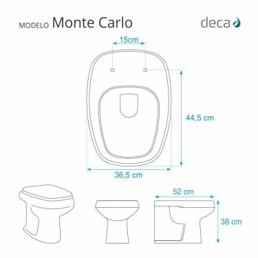 Imagem de Tampa De Vaso Sanitario Com Amortecedor Monte Carlo Branco Para Bacia Deca