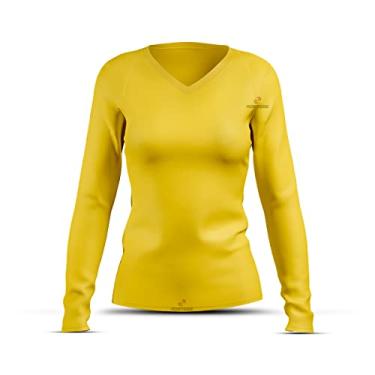 Imagem de Camisa Camiseta ADSTORE Amarelo Térmica Feminina Segunda Pele Proteção Uv 50+ (P)
