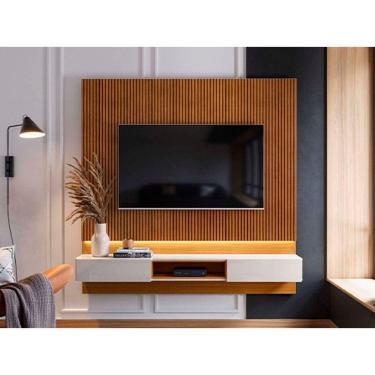 Imagem de Painel para TV Paris 1.80 Tauri Ripado/Off White Perolizado Lukalian