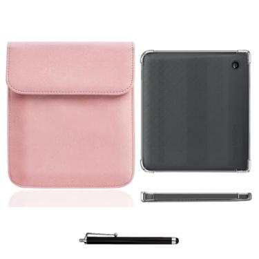 Imagem de enoxboo Capa para Kobo Libra 2 (Release 2021), Tampa Transparente de Back Protective Traseiro da TPU Soft para 7 "Kobo Libra 2, Vem com Uma Bolsa de Manga e Uma Caneta com Tela Sensível Ao Toque