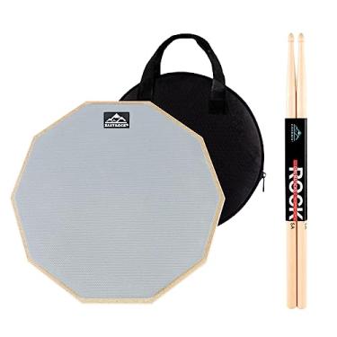 Imagem de EASTROCK Practice Drum Pad, 30,5 cm, almofada silenciosa dupla face, tambor de borracha com baquetas e bolsa de armazenamento para iniciantes, cinza