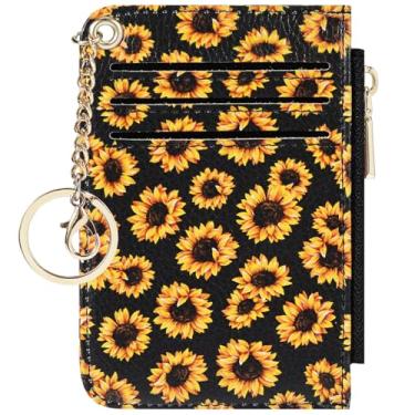 Imagem de Toughergun Carteira feminina fina com bolso frontal minimalista com bloqueio de RFID, porta-moedas, porta-moedas, Girassol, One Size, Minimalista