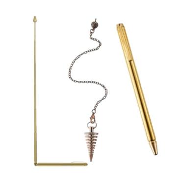 Imagem de Dynwave Varetas de radiestesia conjunto de cobre pingente de pêndulo, caminhadas conveniente alça de cobre retrátil iniciante, amadores cartomantes, 3 pecas