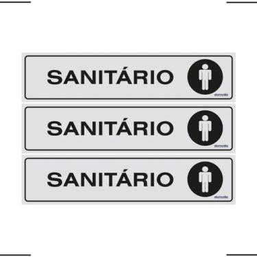 Imagem de Combo 3 Placas De Sinalização Sanitário Masculino 30x7 Ekomunike - B-525 F9e