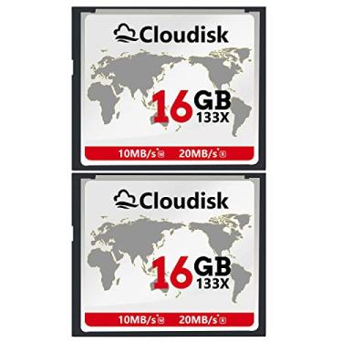 Imagem de Cloudisk Pacote com 2 cartões flash compactos 16GB 133X CF 2.0 de desempenho para câmera DSLR, câmera digital vintage e equipamentos industriais (16 GB)